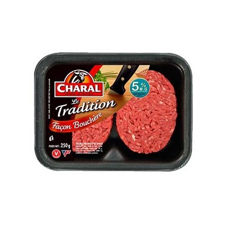 2 steaks hachés pur boeuf 5% M.G Façon Bouchère